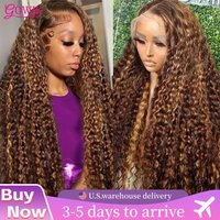 Perruque Lace Frontal Wig naturelle ondulée à reflets, cheveux humains, densité 250%, 13x6, 13x4, HD, couleur ombré, blond miel, pour femmes