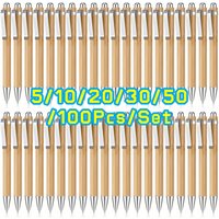 5/10/20/30/50/100PCS Bamboo Ballpoint Pen Stationery Party Pens Office School Supplies Business Gifts