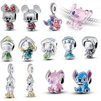 Disney Stitch Mickey Minnie Princess Charms Cartoon Beads For European Bracelets DIY Jewelry Making Gift For Fans Anniversary.
