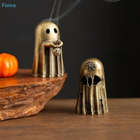 ☭Ghost-Shaped Metal Incense Burner,Retro Brass Censer for Halloween Decor,Cute Gothic Home Ornament