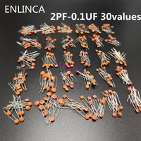 300pcs/lot 50V 2PF-0.1UF 30 valuesX10pcs ceramic capacitor Assorted Kit Electronic Components Package 2pF 30pF 100pF 1nF 10nF