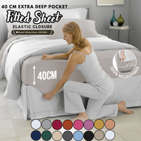 40cm Extra Deep Fitted Sheet – Solid Color Deep Pocket Sheet, Soft & Breathable Microfiber Bedding, All Seasons, Hotel-Quality, Machine Washable, Single, Double, King & Super King Sizes