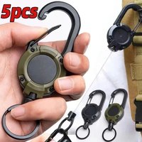 Heavy Duty Retractable Pull Reel Carabiner Strong Steel Wire Rope Buckle Spring Key Ring Outdoor Sporty attachment Keychain Tool
