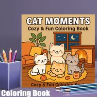 28 Pages Cat Moments Coloring Book for Adult Stress Reduction | Colouring Book for Stress Relief and Mood Reduction Valentine