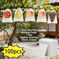 100Pcs Fruit Protection Bags Nylon Mesh Breathable Drawstring Cover Anti Bird Insect Net Bags for Grape Apple