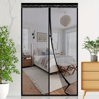 Summer black striped breathable mosquito proof magnetic self closing door curtain, Japanese mesh screen, suitable for bedrooms