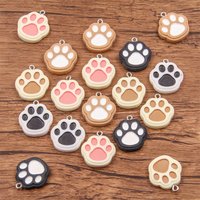 10PCS 21X24mm 5 Color Double Cat Claw Resin Charms DIY Cartoon Animal Earring Pet Choker Pendants Jewelry Accessory Make