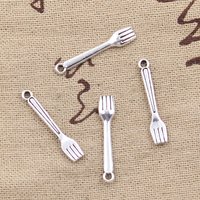 50pcs Charms Kitchen Fork 25x5mm Antique Bronze Silver Color Pendants DIYCrafts Making Findings Handmade Tibetan Jewelry