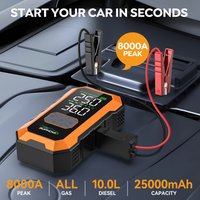 2-in-1-Autobatterie-Starthilfe-Set, 8000-A-Spitzenstrom, tragbarer Starthilfe-Generator, Powerbank, 150-PSI-tragbarer Luftkompressor, Reifenfüller für Fahrzeugstartwerkzeuge