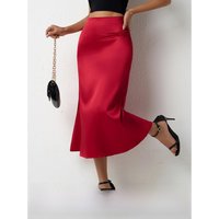 Elegant Fish Tail Satin Half Skirt Spring Collection Midi Length Women's Fashion Skirts mid Waist Design PVC Fabric