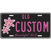Personalized Custom Text Aluminum Sign - Australian Queensland Floral Theme License Plate Garage Wall Decor (Decor Only)