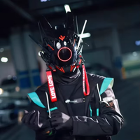 Rechargeable LED Helmet Mask Futuristic Light-Up Face Cover for Rave Festival Cosplay Party RGB Programmable Adjustable Gear