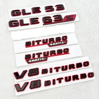 3D ABS Błyszczący Czarny Czerwony Znaczek z Literami Samochodowymi Zamiennik Emblematu GLE 53 63S TURBO 4MATIC V8 BITURBO Dekoracja Tylnego Bocznego Błotnika Samochodu