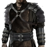 Medieval leather wide waistband brave knight role-playing Viking wristband Halloween Coplay shoulder armor accessory set