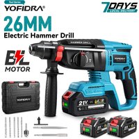 YOFIDRA 4 Tryby 26MM Bezszczotkowy Elektryczny Młotowiertarka Wielofunkcyjna Wiertarka Udarowa Narzędzie Elektryczne do Akumulatora Makita 21V
