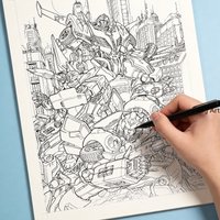 A Hand Drawn Decompression Graffiti Notebook, for Copying Line Drawings, Featuring 24 Patterns of People Animals and Scapes