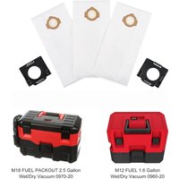 A03V Dust Bag and Holder for Milwaukee 0960-20 M12 &0970 20 M18 Cordless Wet/Dry Vacuum Cleaner Accessories 6 Bags 2 Holders
