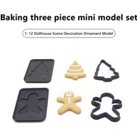 3PCS 1/12 Scale Miniature Human Gingerbread Man Christmas Baking Dollhouse Mini Cookie Mold Pretend Kitchen Food Toy