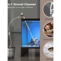 AliExpress NONE Adjustable Water Flow Sand Cleaner Press-Type Siphon Pump Aquarium Gravel Cleaner with Glass Scraper Fish Tank Water Changer Kit