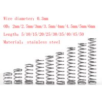 20pcs/Lot 0.3mm Stainless Steel Micro Small Compression Spring OD 2/2.5/3/3.5/4/4.5/5/6mm Length 5mm to 50mm
