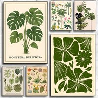 Pattern Tropical Plant Poster Self-adhesive Art Waterproof Paper Sticker Coffee House Bar Room Wall Decor