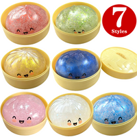 Simulation Food Dumpling Squishy Squeeze Ball Colorful Sensory Fidget Toy with Steamer for Stress Relief Funny Creative Gift
