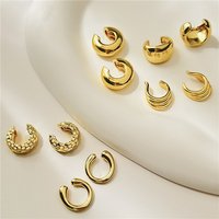 HECHENG,Gold Color Round Ear Cuff Clip on Earrings for Women Circle Ear Clips Non Pierced Jewelry