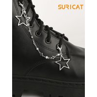 Lucky Four-Leaf Clover with Diamond-Studded Hollow Chain Design Shoe Decoration, Personalized Versatile Star Charm, Y2K Boot Shoe Accessory, Detachable Shoelace Chain, Winter Shoes, Snow Boots, Casual