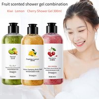 Fresh Fruit Purifying Scrub Shower Gel 300ml, with Kiwi Fruit Extract, Cherry Fruit Extract, Lemon Fruit Extract, Etc., for a Delicate, Cleansing, and Lightly Scented Experience. the Scrub Texture Is