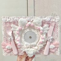 Luxury Pink Ribbon Cosplay Ita Bag Accessories Hand Made Dinner Plate Insert Board Lace Backplate Organizer Board