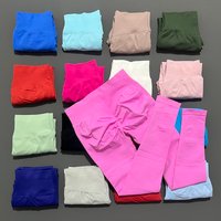 Histello Sports Leggings Women Yoga Tights Low Waisted Scrunch Bum Joggers Fitness Biker Pants Workout Running Seamless Leggings