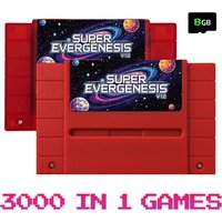 Super EVERGENESIS 3000 in 1 SFC Game Card OS V12 With 8GB TF Card For 16-bit US SNES Video Game Console Game Accessories