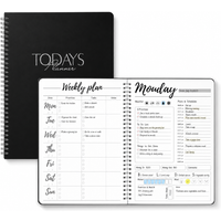 1PC Undated Today's Planner 10x7.3in Spiral Daily Weekly Schedule Notebook, To Do List Time Management Journal