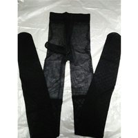 Sexy Men's T-Shape Stockings with JJ Design Open-Crotch Floral Patterned Pantyhose Black Egg-Bagging Silk Socks Couple Suitable