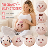 9pcs Pregnant Women's Belly Photo Stickers Big Bump Maternity Props Painted Baby Tummy Decals for Expectant Mothers