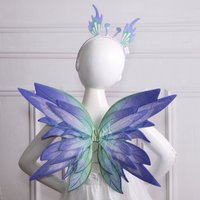 Kids Adults Angel Wings Halloween Flower Fairy Gradient Wings Asymmetrical Double Layers Elf Cosplay Wings Performance Festivals