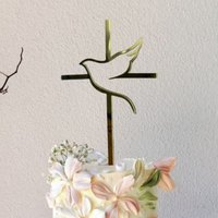 3pcs Dove Cake Decorations for Communion, Baby Baptism, Naming Ceremony, Christmas, Easter and Christian Birthday Decorations