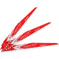 EZARC Carbide Reciprocating Saw Blades Endurance for Hard Wood 9-Inch(225mm) 3TPI 3Pcs Woodworking Cutting Tool Saw Blade Set