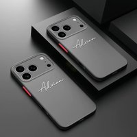 Customized Personalized Name Phone Case For 17 16 15 14 13 12 11 Pro Max Shockproof PC Phone Case FrostedTranslucent Back Cover