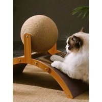 2-in-1 Wooden Cat Scratching Post And Ball Set Durable Solid Wood Sisal Scratch Board Interactive Paw Toy for Cats And Kittens