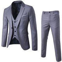 Men Three Piece Suit Sets Full Sleeve Blazers Long Pants Turn Down Collar Slim Fit Evening Wedding Formal Classic 2026 Spring