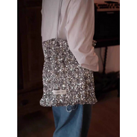 Retro Silver Sequin Tote Bag Women's New Style Commuter Single Shoulder Bag Small Bright Canvas Bag Fashionable Handbag