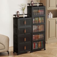 No-Install Foldable Storage Cabinet with Wheels – Multi-Layer Rolling Organizer for Living Room Snacks & Clutter, Home Trolley
