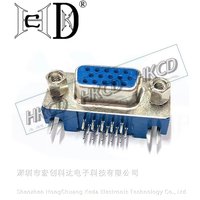 5pcs DB15 DR15 FEMALE PCB Mount CONNECTOR RIGHT ANGLE D-Sub 3Rows Blue Parallel Port CONNECTORS 15pin 15 pin VGA socket Adapter