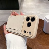 Luxury Litchi Leather Texture Phone Case With Card Bag Case For iPhone 17 Air 16 15 14 Plus 13 12 11 Pro Max Fashion Shock Cover