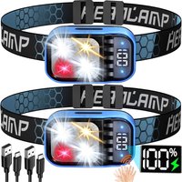 Rechargeable Headlamp Flashlight Bright LED Waterproof Motion Sensor Headlights Emergency Head Lamp Camping Fishing Head Light