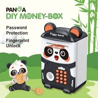 Panda Piggy Bank, Fingerprint Password Unlocking Automatic Induction Roll Simulation Creativity ATM Toys for 3+ Boys and Girls