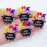 10pcs Halloween Acrylic Printed Wizard Hat Magic Pot Letter DIY Handmade Jewelry Pendant