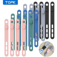 TOPK Silicone Cable Ties Assorted Color Reusable Heavy Duty Cable Organizer Management for Fastening Cords and Wires