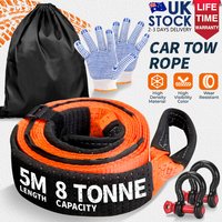 skHeavy Duty Tow & Recovery Rope Set for Off-Road & SUVs, Off-Road Recovery Rope Kit, High Strength with 2* Hooks & Storage Bag, Gloves - Essential for for SUV, Truck, Car, Camping, Overlanding &